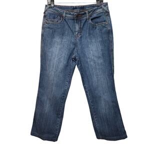 Bill Blass Streaky Denim Stretch Wide Leg Jeans, Size 8